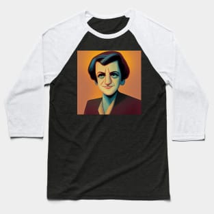 Ayn Rand Portrait | Cartoon Style Baseball T-Shirt